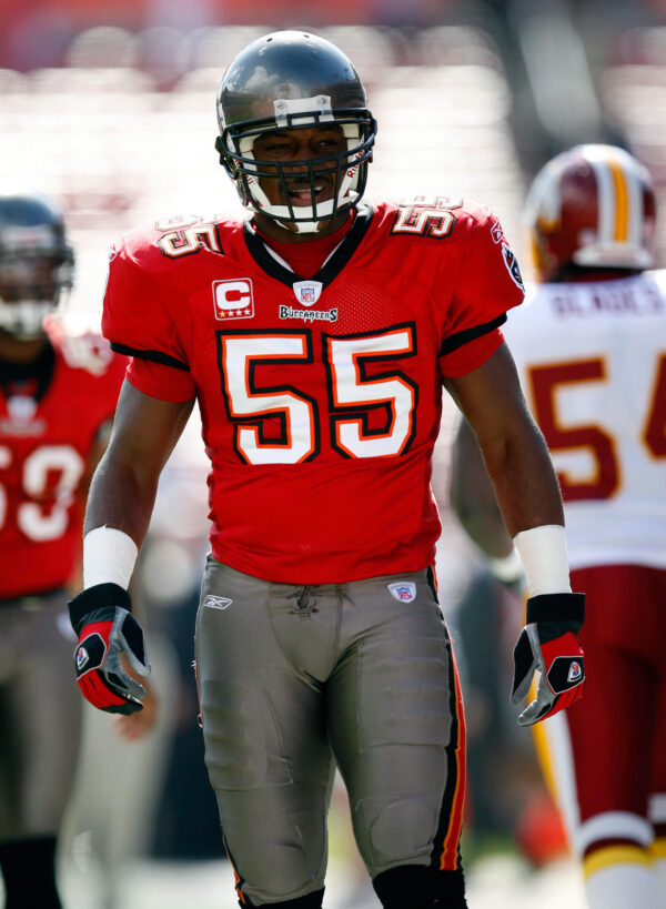 Unfortunately:  Derrick Brooks, a player with the Tampa Bay Buccaneers, has been suspended.