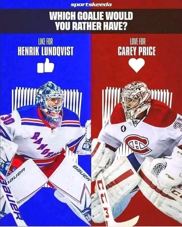 Henrik Lundqvist vs. Carey Price: Who Would You Take in Their Prime?