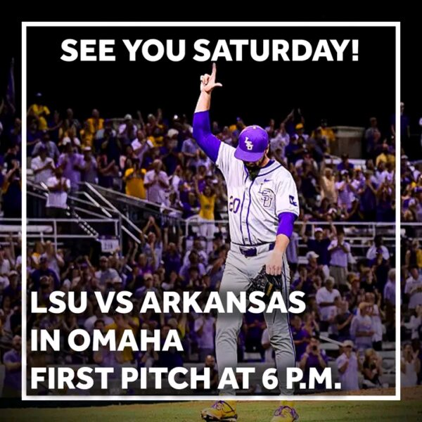 JUST IN: The matchup is set! LSU will play Arkansas Saturday in Omaha at 6 p.m. Here’s everything you need to know for game.