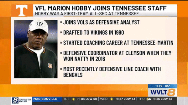 ESPN NEWS: Marion Hobby Returns to Tennessee as Defensive Analyst