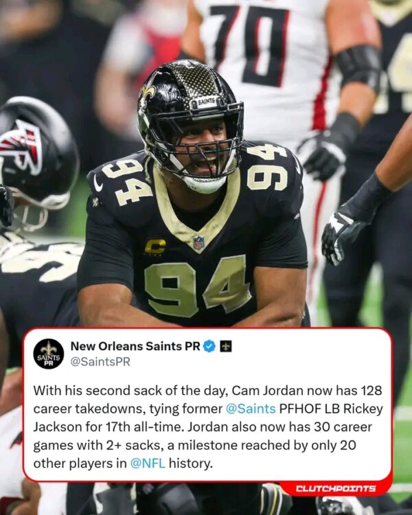 BREAKING NEWS: Cam Jordan Reaches Rarefied Air, Tying Saints Legend Rickey Jackson on Franchise Sack List