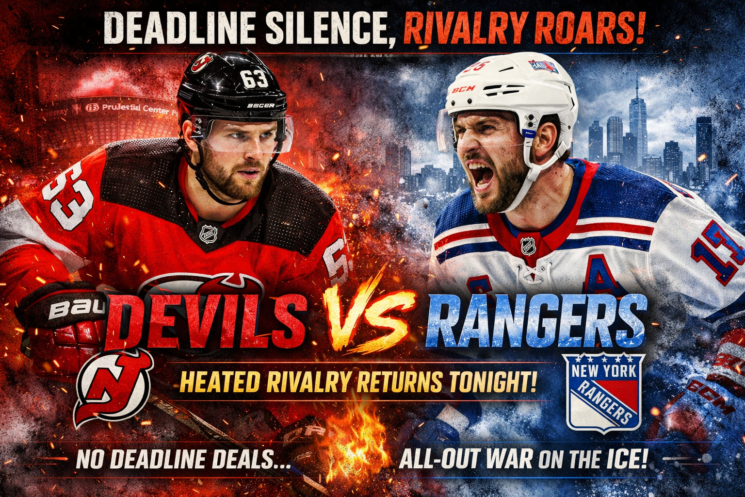 “Deadline Silence, Rivalry Roars: Devils and Rangers Set for Another Heated Clash